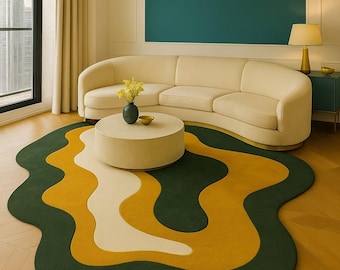 Abstract Wavy Rug - Retro Mid-Century Modern Style