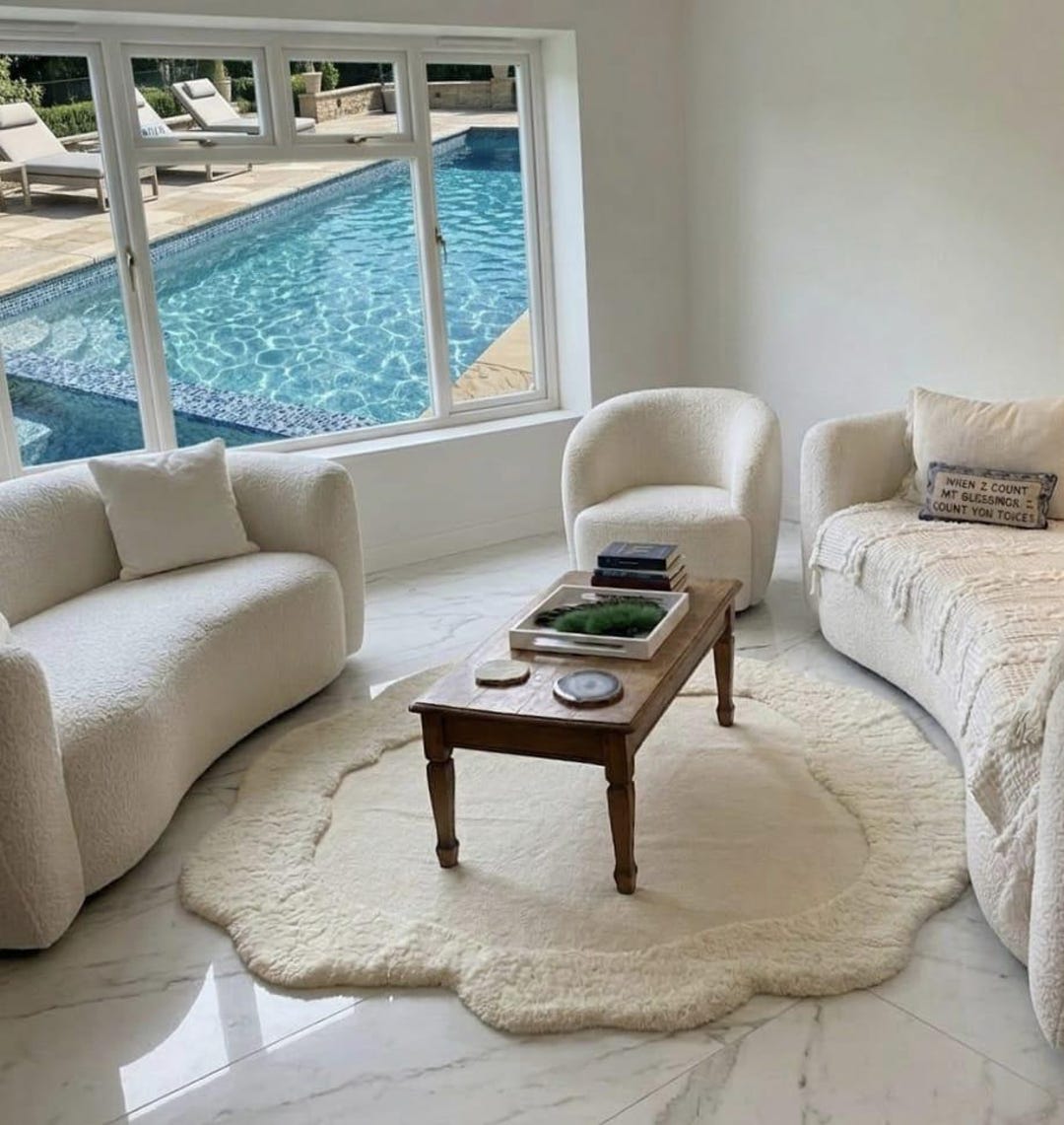 Raincloud Rug Organic Cream Scalloped Cloud Rug - Hand-tufted Premium Wool Carpet ...