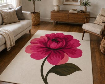 Hand Tufted Pink Floral Wool Area Rug Large Modern Living Room Bedroom Decor Carpet