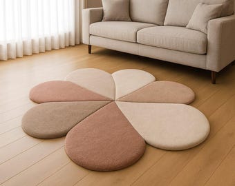 Hand-Tufted Flower Petal Rug – Cream & Beige Neutral Accent