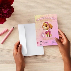 EDITABLE Skye Paw Patrol Invitation,Custom Skye Party Invite Template, Paw Patrol Birthday girl, Paw Patrol Canva Edit,