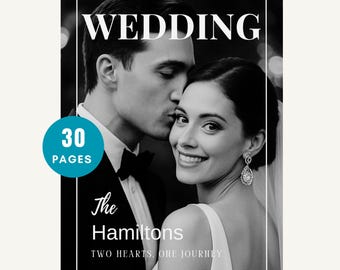 Wedding Magazine Template, Editable Wedding Program, Welcome Magazine, Seating Chart, Timeline Bridal Party Keepsake, Modern Minimalist