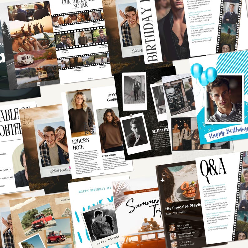 Personalized Birthday Magazine Template, Birthday Magazine Template for ...