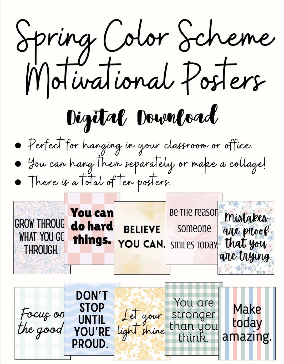 Spring Color Scheme Motivational Posters - Etsy