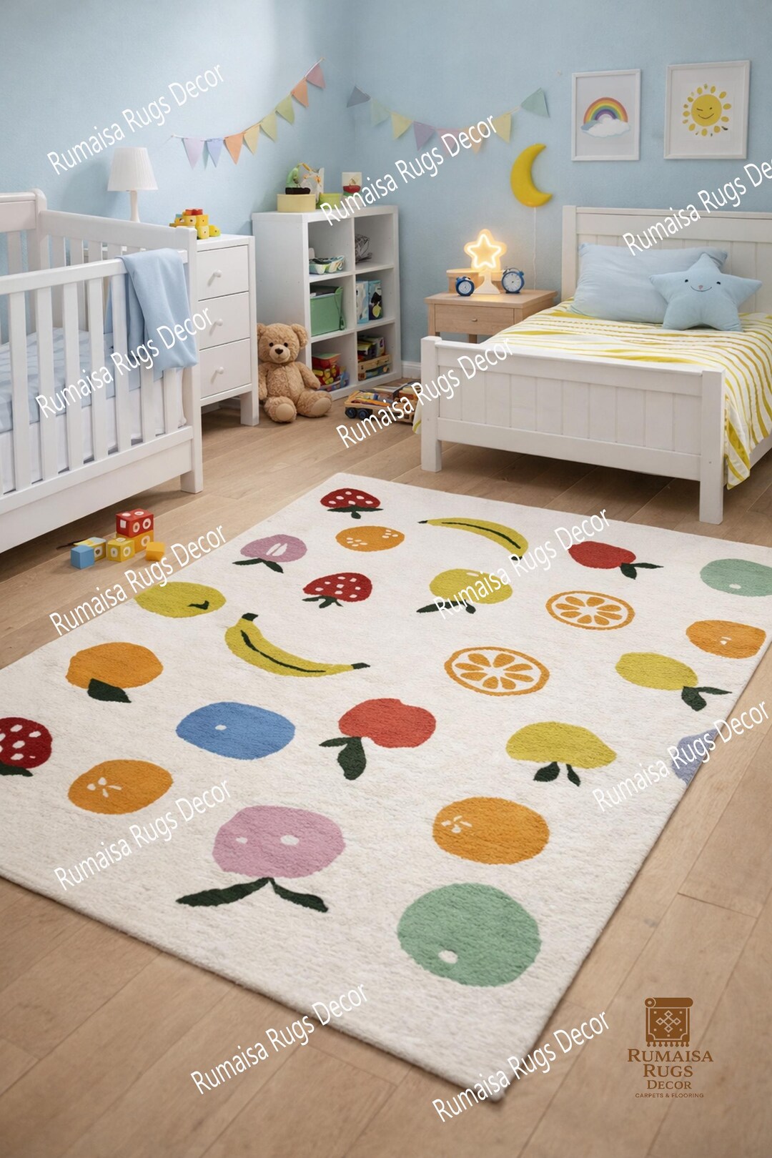 Handmade Tufted Fruit Rug – Colorful Kids Nursery Carpet | Playroom ...