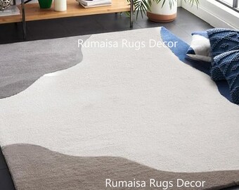 Modern Abstract Area Rug – Soft Hand Tufted Carpet for Living Room & Bedroom