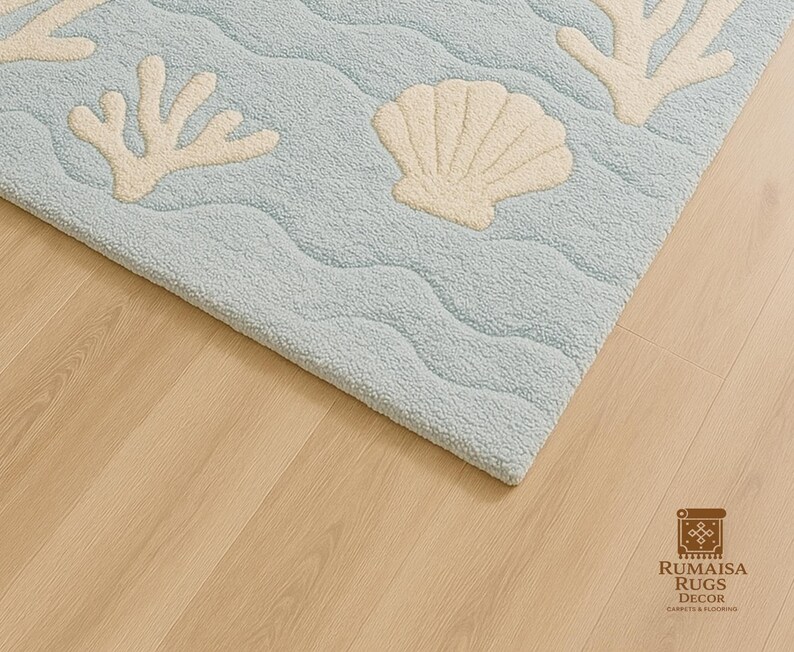Ocean Theme Kids Tufted Rug – Soft Play Mat for Nursery & Children’s ...