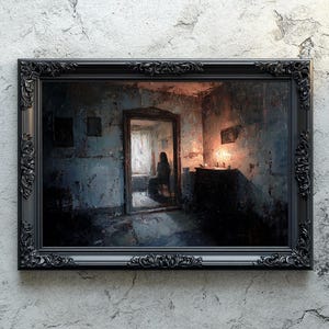 Dark Haunted Room Ghost Woman Digital Impasto Oil Painting Download Prints