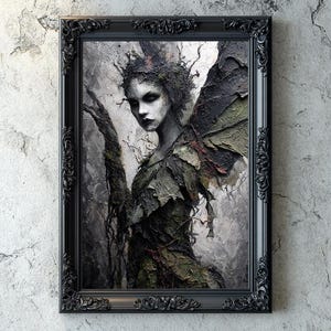 Forest Nimph Art, Fantasy Forest, Gothic Dark Academia Print, Gothic Art Print, Dark Fantasy, Gothic Print Poster, Dark Fairie, Fairy Forest