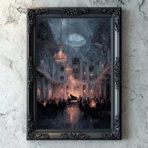 Classical Piano Concert Digital Artwork, Dark Academia, Impasto Oil Painting Style, Gothic Dark Academia Prints, Classical Music Wall Art