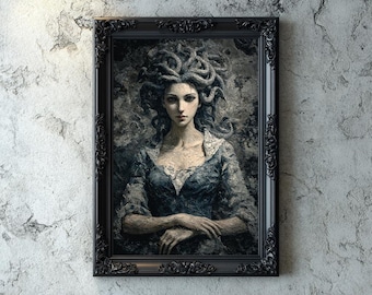 Medusa Gothic Wall Art, Medusa Art, Gothic Dark Academia Print, Fantasy Aesthetic, Dark Academy, Gothic Print Poster, Dark Academia Decor