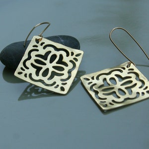 Mandala Long Gold Earrings for Women image 1