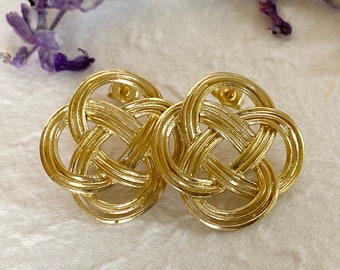 Celtic Knot Gold Plated Earrings, Gold Statement Studs, Mid Sized Statement Studs, Geometric Jewelry, Elegant Artisan Gold Plated Earrings