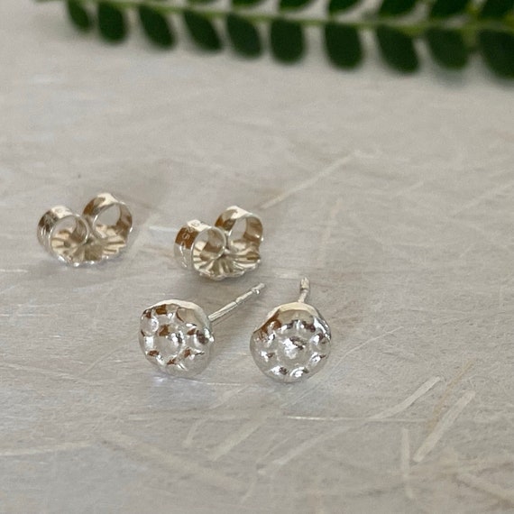 Tiny Dainty Silver Earrings Shaped as Flowers