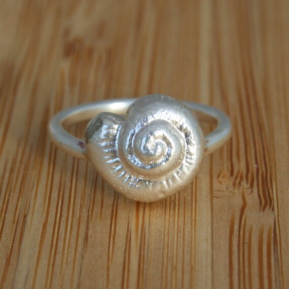 SeaShell Silver ring sterling silver ring with a silver Etsy