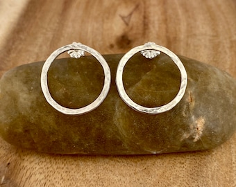 Hammered Sterling Silver Circle Stud Earrings