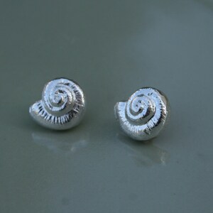 Seashell Silver Stud Earrings, Ocean Lover Jewelry, Beach Vacation Getaway Earrings, Surfer Girl Gift Idea