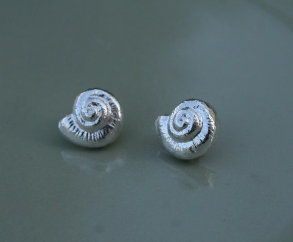 Seashell Silver Stud Earrings, Ocean Lover Jewelry, Beach Vacation Getaway Earrings, Surfer Girl Gift Idea