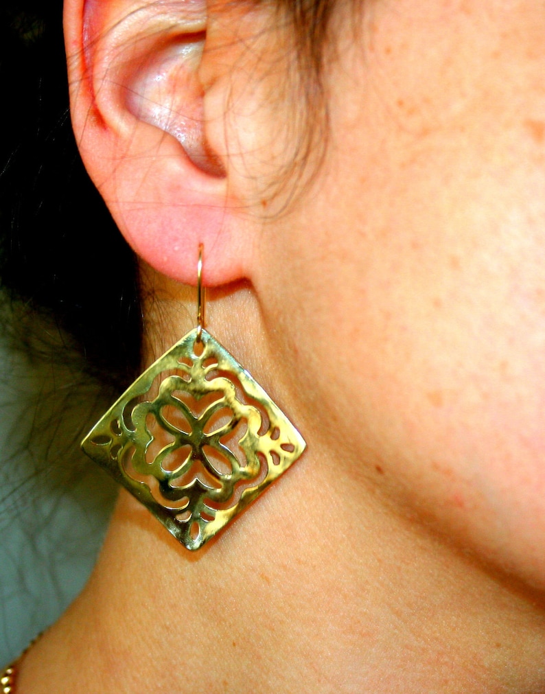 Mandala Long Gold Earrings for Women image 4