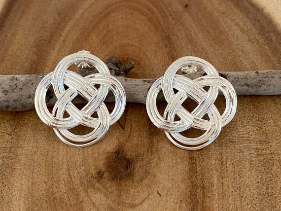 Celtic Knot Silver Earrings, Silver Statement Studs, Mid Sized Statement Studs, Geometric Jewelry, Elegant Artisan Silver Earrings