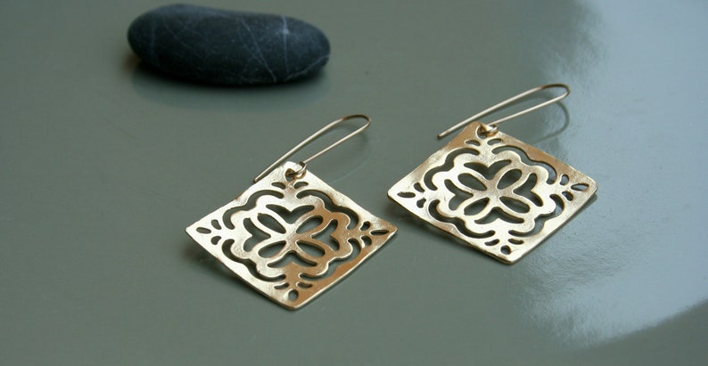 Mandala Long Gold Earrings for Women image 3