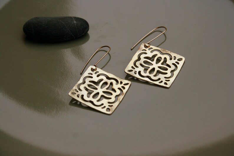 Mandala Long Gold Earrings for Women image 2