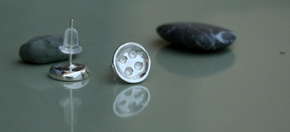 Cute Girl Earrings, Silver Button studs Small Button Silver Stud earrings