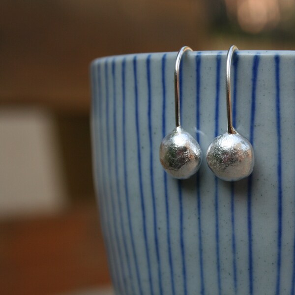 Long sterling silver pebble earrings, Recycled silver earrings, long drop earrings, recycled drop earrings, silver drop earrings