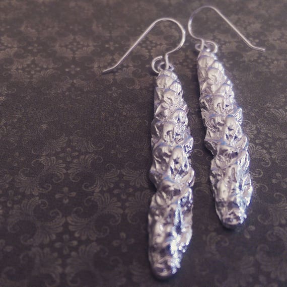 Silver leaf earrings, Silver Statement earrings, Long Drop Silver earrings, Long silver earrings