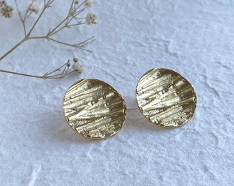 Gold coin earrings - coin stud earrings -  gold coin studs - gold stud earrings