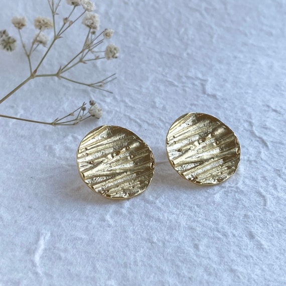 Gold coin earrings - coin stud earrings -  gold coin studs - gold stud earrings