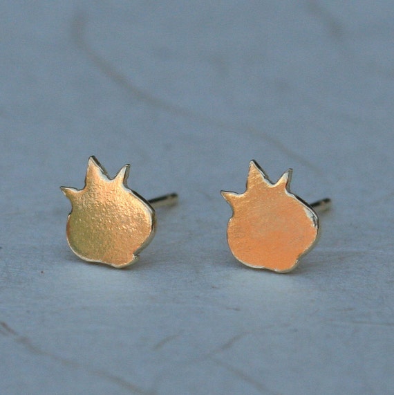 Tiny Gold Pomegranate studs 14K gold pomegranate earrings