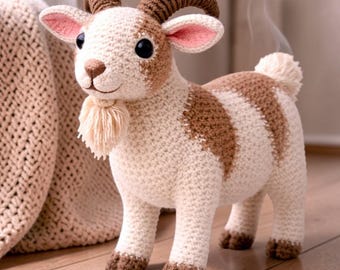 Realistic Goat Crochet Pattern PDF • Goat Amigurumi Pattern • Farm Animal Crochet Toy • Large Goat Plush Pattern