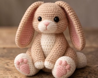 Realistic Rabbit Crochet Pattern PDF • Amigurumi Bunny Plush Toy (Digital Download)