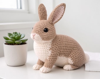 Realistic Rabbit Crochet Pattern PDF • Amigurumi Bunny Plush Toy (Digital Download)