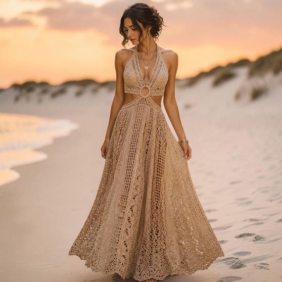 crochet maxi dress beige Pattern, Boho Beach Resort Style (PDF Download) crochet maxi dress and a flirty scoop Color:Red (long) RGroup_TCCW3079 Brown Oxford in Italian