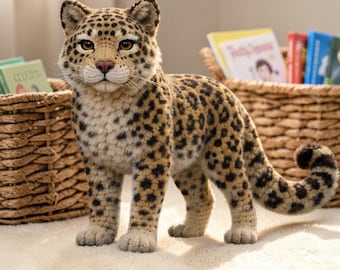 Realistic Standing Leopard Amigurumi Pattern PDF, Large 20 Inch Crochet Leopard Tutorial, Lifelike Big Cat Plush