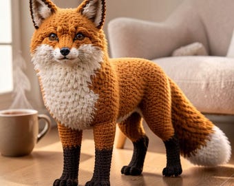 Realistic Standing Red Fox Crochet Pattern PDF, 20 Inch Lifelike Fox Amigurumi, Large Woodland Animal Tutorial, Advanced Crochet Pattern