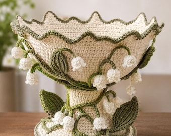 Lily of the Valley Crochet Pedestal Bowl Pattern (PDF)
