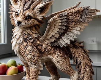 Realistic Forest Spirit Cat Crochet Pattern, Realistic Winged Fox Deer Amigurumi (PDF)