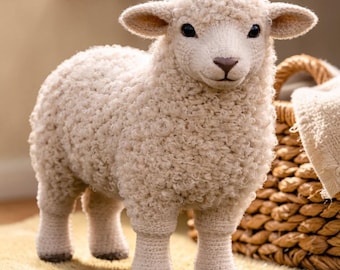 Realistic Lamb Crochet Pattern PDF • Standing Amigurumi Sheep Toy (Instant Download)