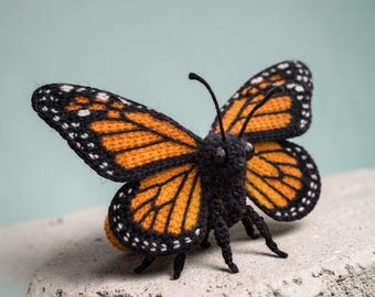 Realistic Monarch Butterfly Crochet Pattern PDF • Large Amigurumi Plush Toy
