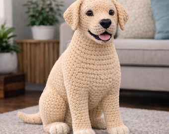 Realistic Labrador Crochet Pattern PDF, Large Amigurumi Dog Tutorial, 24 Inch Seated Labrador Retriever, Advanced Crochet Pattern