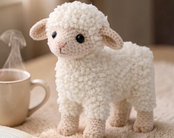 Lamb Crochet Pattern PDF • Realistic Sheep Amigurumi Pattern • Farm Animal Crochet Toy • Standing Lamb Plush Pattern • Instant Download