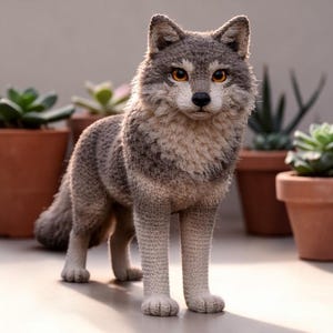 Realistisk stående varg amigurumi mönster PDF, stor 20 tums virkad varg handledning, naturtroget skogsvarg plysch, virkmönster