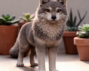 Realistic Standing Wolf Amigurumi Pattern PDF, Large 20 Inch Crochet Wolf Tutorial, Lifelike Forest Wolf Plush,Crochet Pattern
