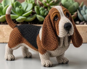 Realistic Basset Hound Crochet Pattern, Breed Accurate Amigurumi Dog (PDF Download)
