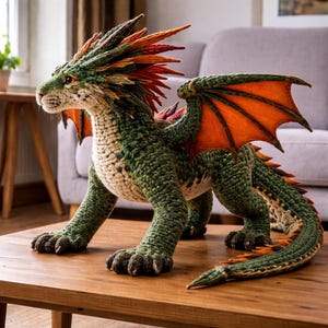 Patrón de ganchillo de dragón del bosque realista: PDF de amigurumi escultural avanzado