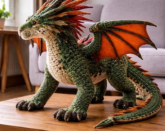 Realistic Forest Dragon Crochet Pattern – Advanced Sculptural Amigurumi PDF