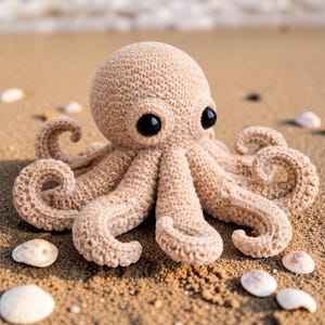 Virkmönster för realistisk bläckfisk i PDF-format • Amigurumi-bläckfiskmönster • Virkleksak med havsdjur • Mönster för stor bläckfiskplysch